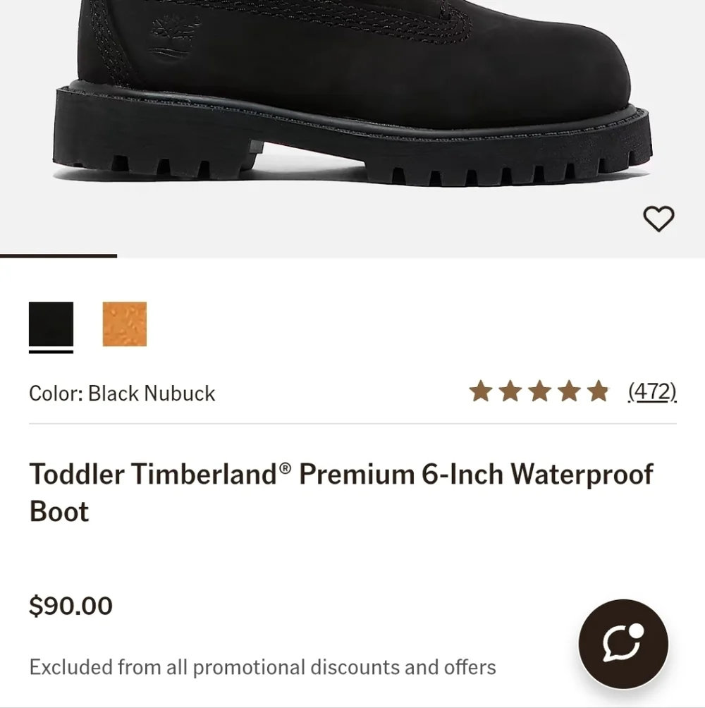Toddler Timberland Black Leather Boots